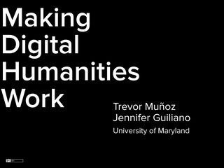 Title slide: Making Digital Humanities Work